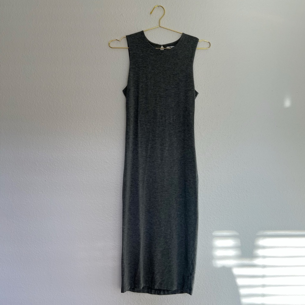 T by ALEXANDER WANG Short Sleeve Jersey Maxi with Cut Out in Back in Gray SZ